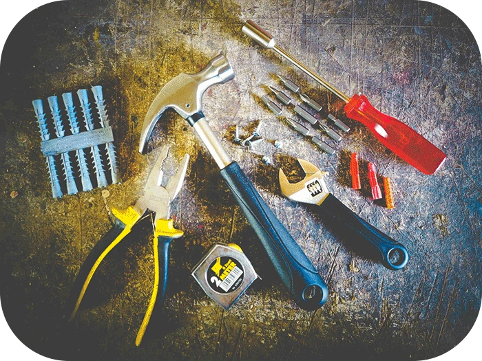 A selection of tools that can be used to work on bicycles.